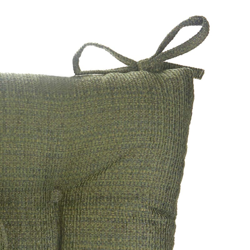 Klear Vu Omega Non-Slip Rocking Chair Cushion Set, Assembled in USA, Thick Padding & Tufted Design, Includes Seat Pad & Back Pillow with Ties, 17x17 Inches, 2-Piece Set, Tyson Green - Image 4